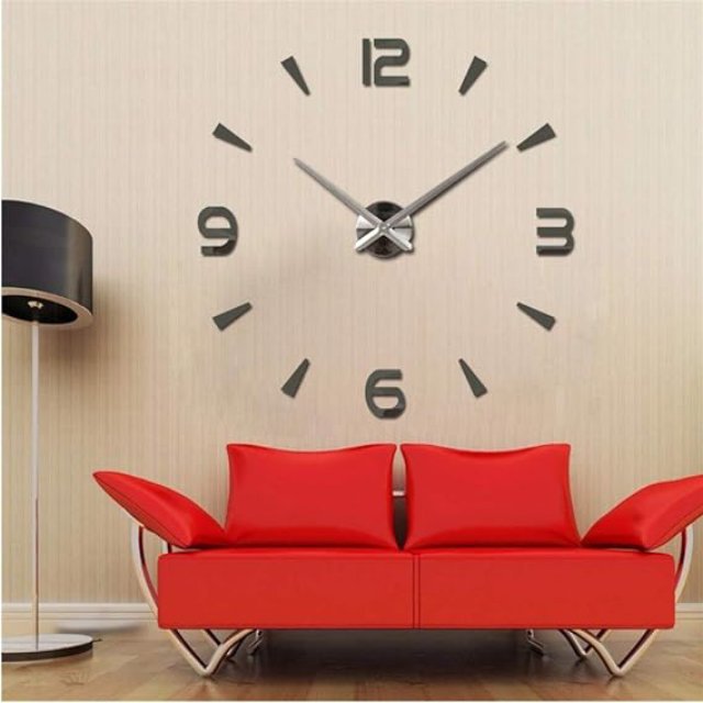 Reloj de pared 3D color negro