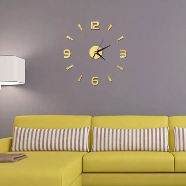 Reloj de pared 3D color dorado